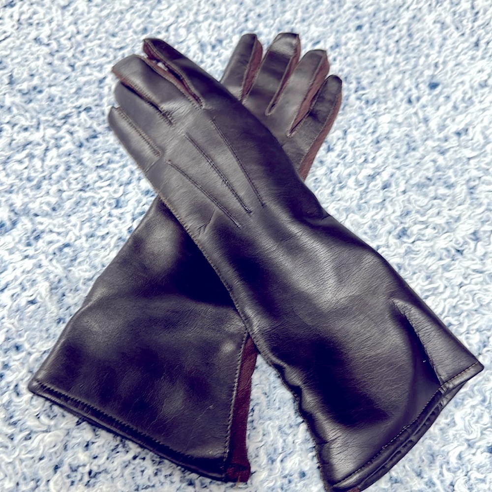 Leather Suede hand gloves fur lining xs